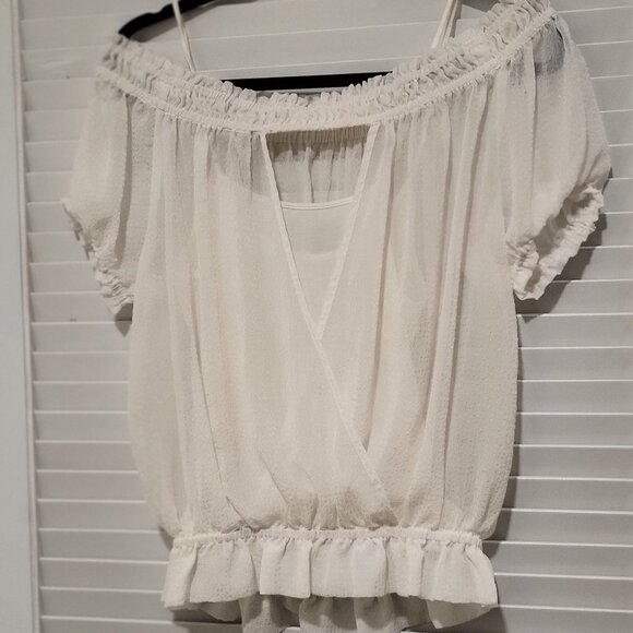 Guess Sheer White Top with cotton under tank, - Like New, Size Small - Picture 9 of 10